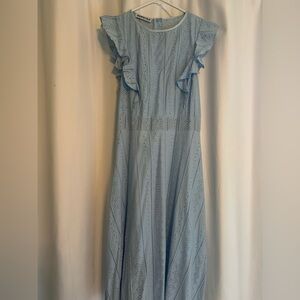 Elegant Blue Ruffle Dress